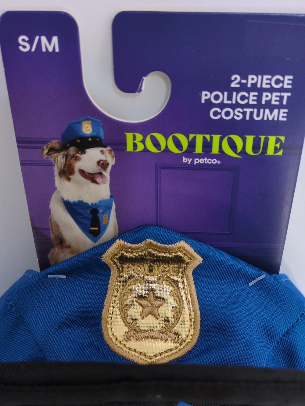 NWT Bootique 2-Piece Police Pet Costume Set S/M Halloween Dog Cat Hat & Bandana